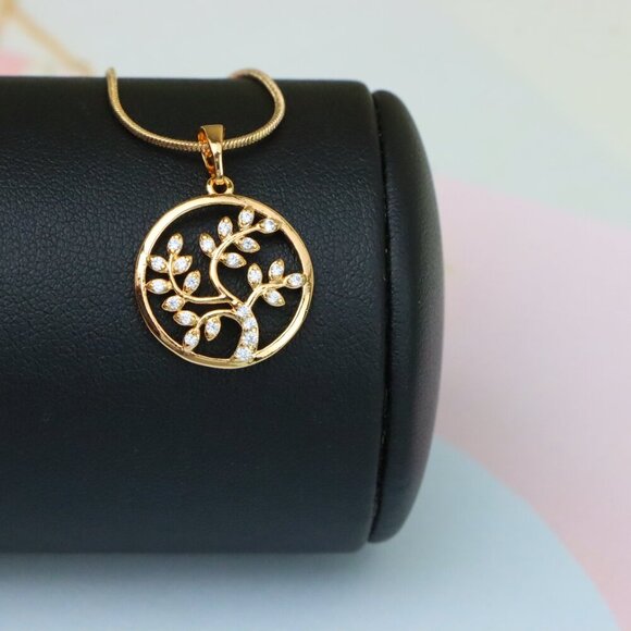 "Rose Gold Tree of Life Pendant with Sparkling Leaf Crystal Accents, XPPT1488 - Picture 6 of 13